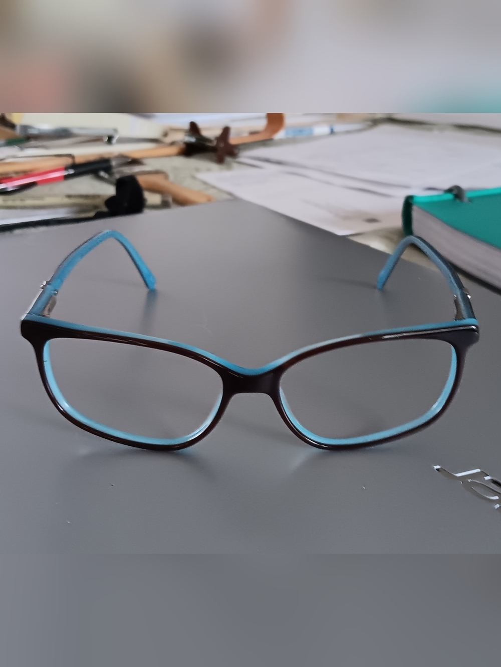 Women's Black and Teal Two-Tone Glasses Frame